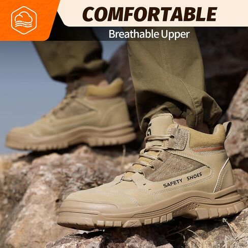 Steel Toe Shoes for Men Lightweight Work Boots for Men Comfortable Steel Toe Boots Industrial Work Shoes Breathable Safety Shoes Construction Steel Toe Sneakers Indestructible Safety Boots in Saudi Arabia