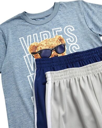 طقم سراويل رياضية للأولاد - شورت تي شيرت عالي الأداء مكون من 3 قطع وبنطلون رياضي - ملابس رياضية للأولاد (8-16) in Kuwait