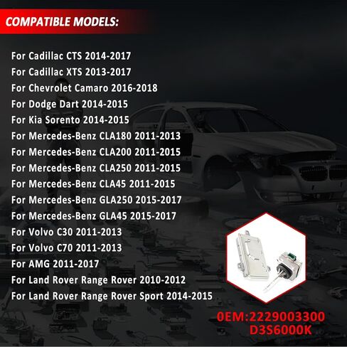2229003300 HID Xenon Headlight Ballast Control Unit Module for Mercedes-Benz CLA180 CLA200 GLA250 CLA45 2011-2017, for Cadillac CTS XTS Camaro, for Volvo C30 C70, for AMG in Saudi Arabia