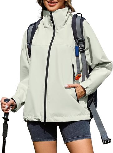 American Trends Rain Jacket Women Waterproof with Hood Travel Rain Coats Loose Fit Windbreaker Spring Jacket in Saudi Arabia