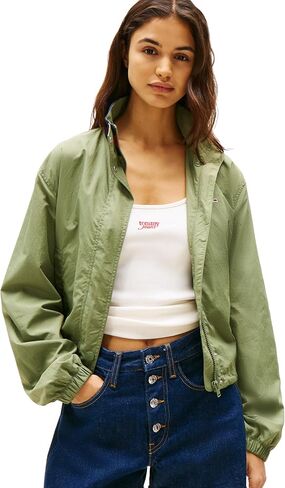Tommy Jeans Women's Lightweight Varsity Windbreaker Jacket with Logo Detail in Saudi Arabia