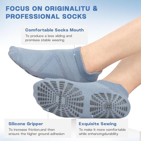 unenow 5 Pairs Pilates Socks for Women Non Slip Socks with Grips for Yoga Hospital Barre Barefoot in Saudi Arabia