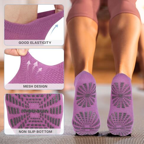 unenow 5 Pairs Pilates Socks for Women Non Slip Socks with Grips for Yoga Hospital Barre Barefoot in Saudi Arabia