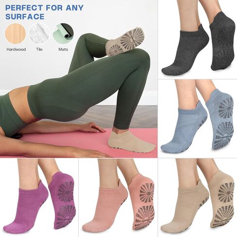 unenow 5 Pairs Pilates Socks for Women Non Slip Socks with Grips for Yoga Hospital Barre Barefoot in Saudi Arabia