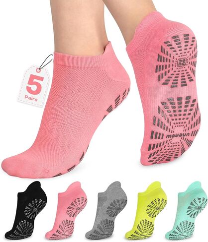 unenow 5 Pairs Pilates Socks for Women Non Slip Socks with Grips for Yoga Hospital Barre Barefoot in Saudi Arabia