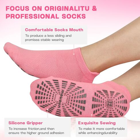 unenow 5 Pairs Pilates Socks for Women Non Slip Socks with Grips for Yoga Hospital Barre Barefoot in Saudi Arabia