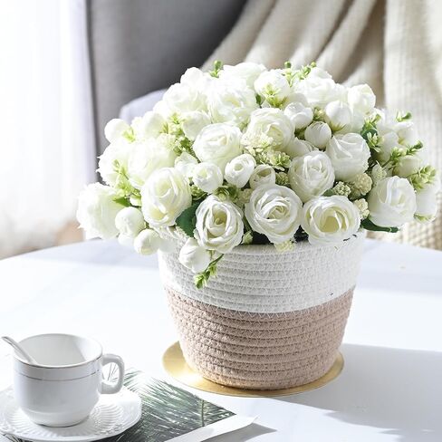 Fake Roses Artificial Flowers, 2 Pack Rose Fake Flowers for Decoration, Real Touch White Roses Bouquets Silk Flowers for Vase Centerpiece Table Wedding Party Bridal DIY Decor in Kuwait