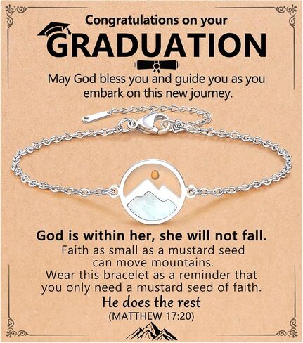 Christian Happy Graduation Gifts-Mustard Seed Bracelet Religious Graduation Gifts for Girls Women Her in Saudi Arabia