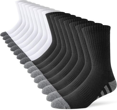JOYNÉE 8 Pairs Mens Crew Work Cushion Socks Long Athletic Running Socks Workout Breathable Socks in Saudi Arabia