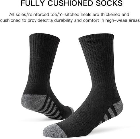 JOYNÉE 8 Pairs Mens Crew Work Cushion Socks Long Athletic Running Socks Workout Breathable Socks in Saudi Arabia