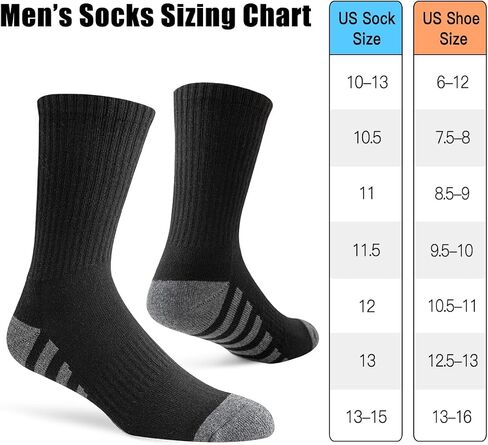 JOYNÉE 8 Pairs Mens Crew Work Cushion Socks Long Athletic Running Socks Workout Breathable Socks in Saudi Arabia
