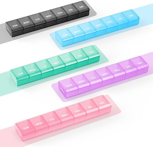 منظم حبوب منع الحمل Auvon Week مع تصميم افتتاحي بدون مجهود ، صندوق حبوب منع الحمل الصديق للتهاب المفاصل ، منظم حبوب منع الحمل الخالي in Kuwait