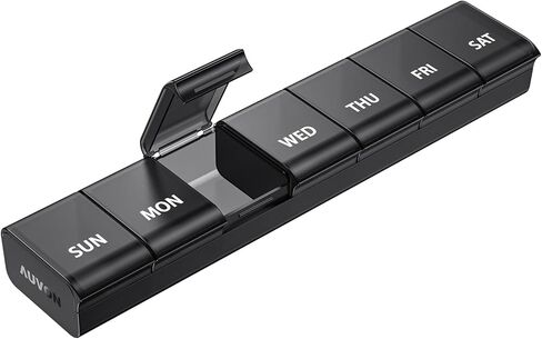 منظم حبوب منع الحمل Auvon Week مع تصميم افتتاحي بدون مجهود ، صندوق حبوب منع الحمل الصديق للتهاب المفاصل ، منظم حبوب منع الحمل الخالي in Kuwait