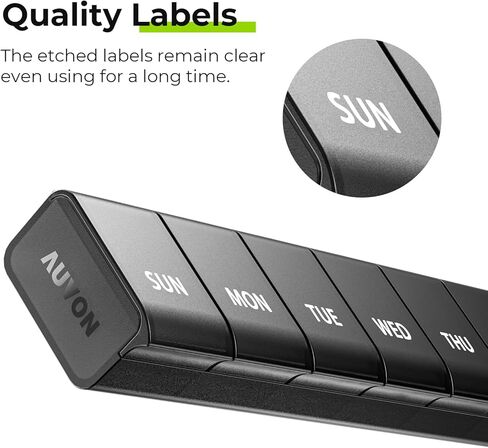 منظم حبوب منع الحمل Auvon Week مع تصميم افتتاحي بدون مجهود ، صندوق حبوب منع الحمل الصديق للتهاب المفاصل ، منظم حبوب منع الحمل الخالي in Kuwait