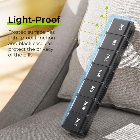 منظم حبوب منع الحمل Auvon Week مع تصميم افتتاحي بدون مجهود ، صندوق حبوب منع الحمل الصديق للتهاب المفاصل ، منظم حبوب منع الحمل الخالي in Kuwait