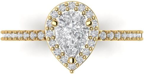 Clara Pucci 1.32 ct Pear Cut Moissanite 14k Rose Gold Halo Solitaire with Accents Wedding Engagement Bridal Promise Ring in Saudi Arabia