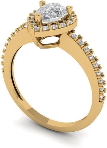 Clara Pucci 1.32 ct Pear Cut Moissanite 14k Rose Gold Halo Solitaire with Accents Wedding Engagement Bridal Promise Ring in Saudi Arabia