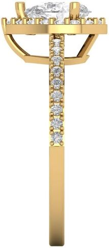 Clara Pucci 1.32 ct Pear Cut Moissanite 14k Rose Gold Halo Solitaire with Accents Wedding Engagement Bridal Promise Ring in Saudi Arabia