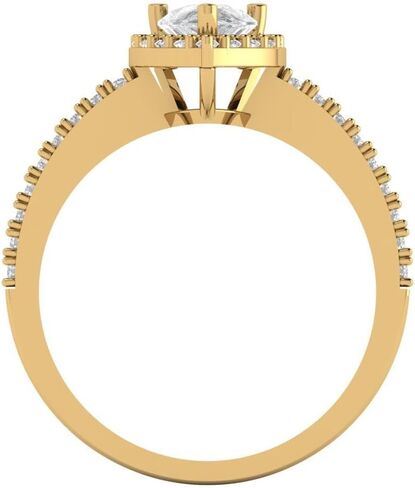 Clara Pucci 1.32 ct Pear Cut Moissanite 14k Rose Gold Halo Solitaire with Accents Wedding Engagement Bridal Promise Ring in Saudi Arabia