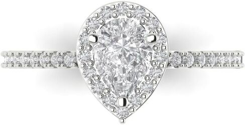 Clara Pucci 1.32 ct Pear Cut Moissanite 14k Rose Gold Halo Solitaire with Accents Wedding Engagement Bridal Promise Ring in Saudi Arabia