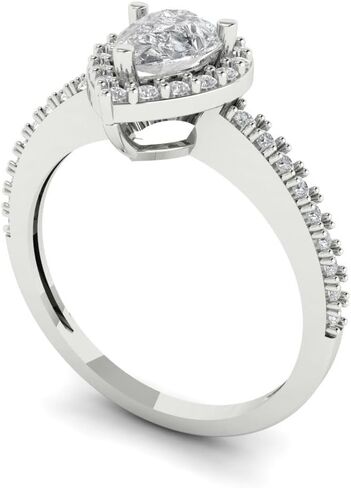 Clara Pucci 1.32 ct Pear Cut Moissanite 14k Rose Gold Halo Solitaire with Accents Wedding Engagement Bridal Promise Ring in Saudi Arabia