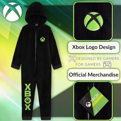 Xbox Fleece Jumpsuit for Boys Teens Hooded Romper Fleece Pajamas Gamer Gifts in Kuwait