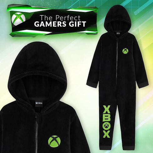 Xbox Fleece Jumpsuit for Boys Teens Hooded Romper Fleece Pajamas Gamer Gifts in Kuwait