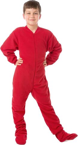 Kids Red Fleece Boys & Girls Footed Pajamas Onesie in Kuwait