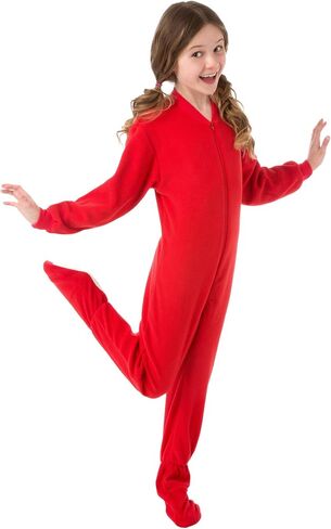 Kids Red Fleece Boys & Girls Footed Pajamas Onesie in Kuwait
