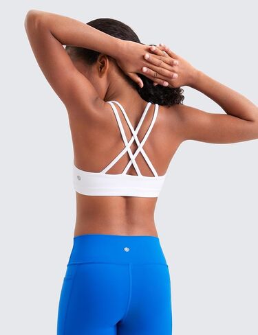 CRZ YOGA Softness Mold Girls Butterluxe Sports Bra - Double Spaghetti Strappy Scoop Neck for Training Yoga Dance Teens Kids in Saudi Arabia