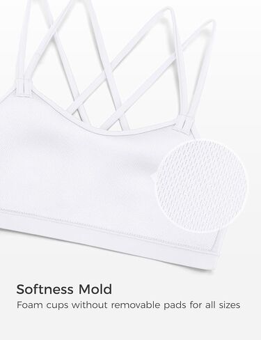 CRZ YOGA Softness Mold Girls Butterluxe Sports Bra - Double Spaghetti Strappy Scoop Neck for Training Yoga Dance Teens Kids in Saudi Arabia