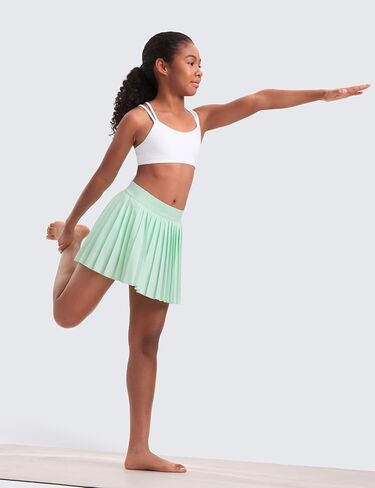 CRZ YOGA Softness Mold Girls Butterluxe Sports Bra - Double Spaghetti Strappy Scoop Neck for Training Yoga Dance Teens Kids in Saudi Arabia
