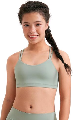 CRZ YOGA Softness Mold Girls Butterluxe Sports Bra - Double Spaghetti Strappy Scoop Neck for Training Yoga Dance Teens Kids in Saudi Arabia