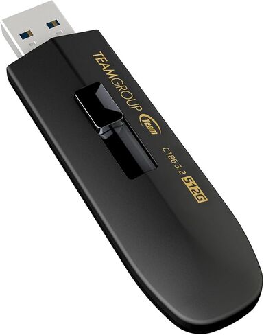 تيم جروب ذاكرة فلاش C186 128GB USB 3.2 الجيل 1 (USB 3.1/3.0) قراءة 100 ميجابايت/ثانية، ذاكرة تخزين بيانات خارجية متوافقة مع الكمبيوتر واللابتوب (اسود) TC1863128GB23 in Kuwait