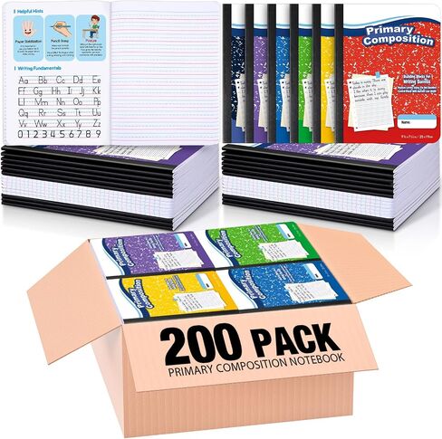 30 Pack Primary Compliced ​​Comment Complication دفتر ، Grade K-2 Journal 50 Sheets ، 7-1/2 "x 9-3/4" دفتر كتب كتاب تكوين الأولية للأطفال في مرحلة ما قبل المدرسة الأولى (Multicolor) in Kuwait