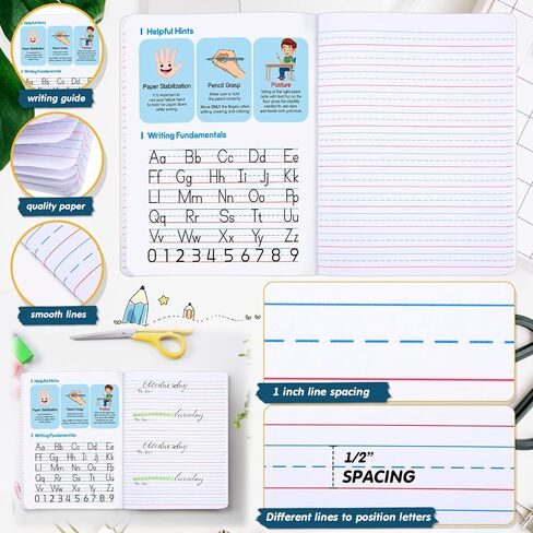 30 Pack Primary Compliced ​​Comment Complication دفتر ، Grade K-2 Journal 50 Sheets ، 7-1/2 "x 9-3/4" دفتر كتب كتاب تكوين الأولية للأطفال في مرحلة ما قبل المدرسة الأولى (Multicolor) in Kuwait