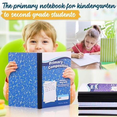 30 Pack Primary Compliced ​​Comment Complication دفتر ، Grade K-2 Journal 50 Sheets ، 7-1/2 "x 9-3/4" دفتر كتب كتاب تكوين الأولية للأطفال في مرحلة ما قبل المدرسة الأولى (Multicolor) in Kuwait