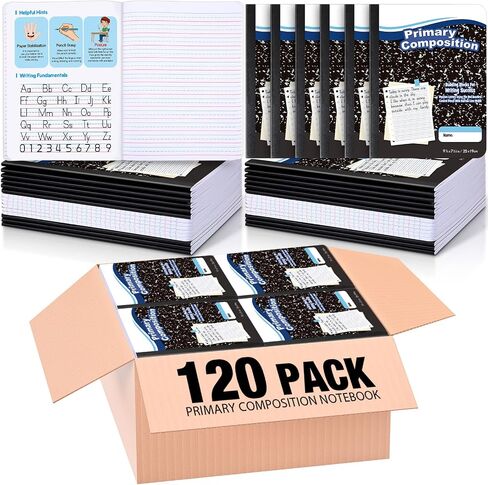 30 Pack Primary Compliced ​​Comment Complication دفتر ، Grade K-2 Journal 50 Sheets ، 7-1/2 "x 9-3/4" دفتر كتب كتاب تكوين الأولية للأطفال في مرحلة ما قبل المدرسة الأولى (Multicolor) in Kuwait