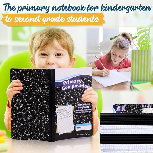 30 Pack Primary Compliced ​​Comment Complication دفتر ، Grade K-2 Journal 50 Sheets ، 7-1/2 "x 9-3/4" دفتر كتب كتاب تكوين الأولية للأطفال في مرحلة ما قبل المدرسة الأولى (Multicolor) in Kuwait