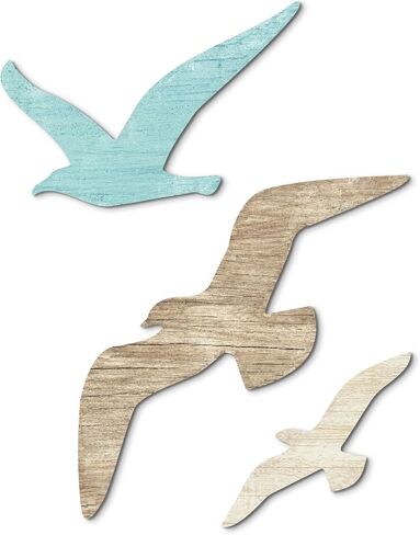 Putuo Decor 3pcs Wood Seagull Wall Decor Wooden Beach Wall Decor Coastal Theme Wall Art Seagull Wall Sculpture Sea Birds Lake House Ocean Decor Vintage Ornaments For Home Bathroom in Saudi Arabia