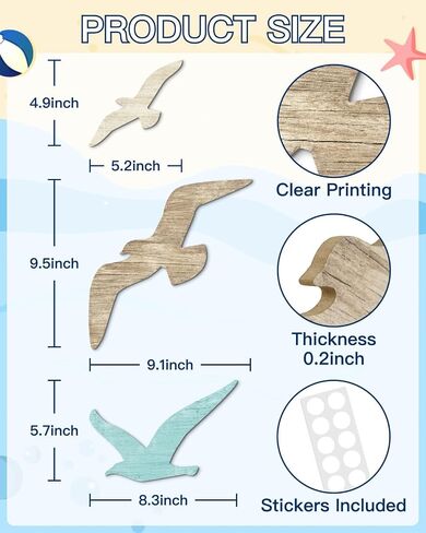 Putuo Decor 3pcs Wood Seagull Wall Decor Wooden Beach Wall Decor Coastal Theme Wall Art Seagull Wall Sculpture Sea Birds Lake House Ocean Decor Vintage Ornaments For Home Bathroom in Saudi Arabia