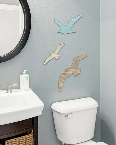 Putuo Decor 3pcs Wood Seagull Wall Decor in Kuwait