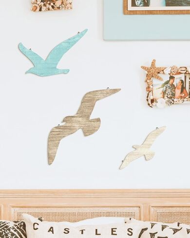 Putuo Decor 3pcs Wood Seagull Wall Decor in Kuwait
