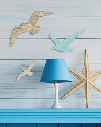 Putuo Decor 3pcs Wood Seagull Wall Decor in Kuwait