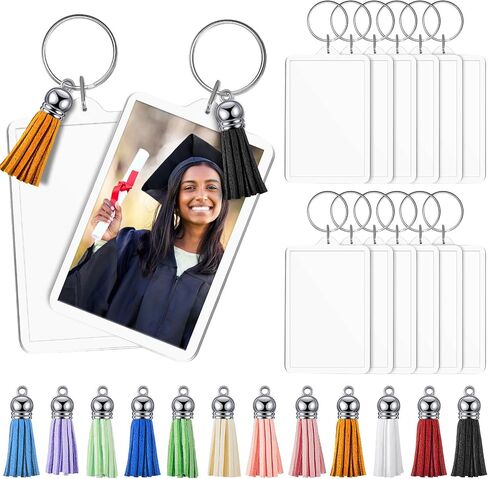 Henoyso Class of 2025 Graduation Gifts Rectangle Acrylic Photo Frame Keychain with Tassels, Insert Blanks Picture Keychain in Saudi Arabia