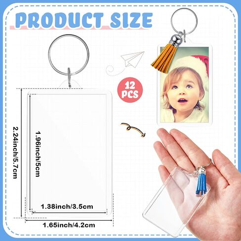 Henoyso Class of 2025 Graduation Gifts Rectangle Acrylic Photo Frame Keychain with Tassels, Insert Blanks Picture Keychain in Saudi Arabia