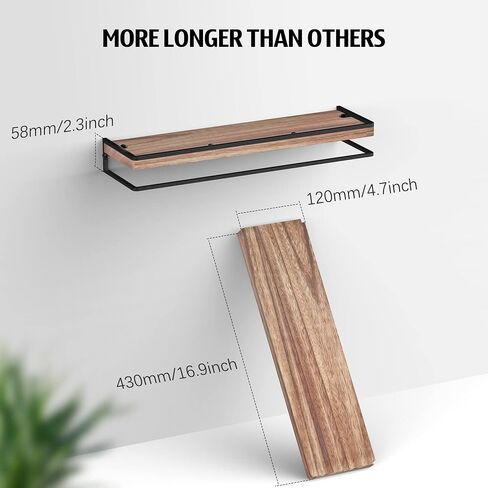 Meangood Floating Shelves Wall Mounted Set of 2, Rustic Wood Wall Storage Shelves for Bedroom,Living Room,Bathroom, Kitchen Torched Wood in Saudi Arabia