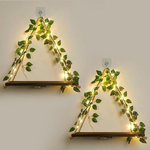 Floating Shelves for Wall,Plant Wall Decor,Hanging Shelf,Cottage Core Decor,Room Decor Aesthetic,Boho Room,Adhesive Shelves,Floating Shelves for No Drilling,Two-Piece Set(Green Leaf) in Saudi Arabia