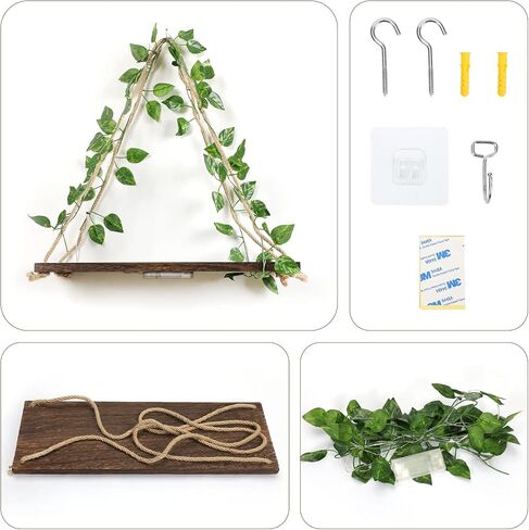 Floating Shelves for Wall,Plant Wall Decor,Hanging Shelf,Cottage Core Decor,Room Decor Aesthetic,Boho Room,Adhesive Shelves,Floating Shelves for No Drilling,Two-Piece Set(Green Leaf) in Saudi Arabia