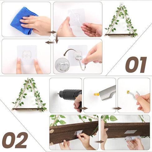 Floating Shelves for Wall,Plant Wall Decor,Hanging Shelf,Cottage Core Decor,Room Decor Aesthetic,Boho Room,Adhesive Shelves,Floating Shelves for No Drilling,Two-Piece Set(Green Leaf) in Saudi Arabia
